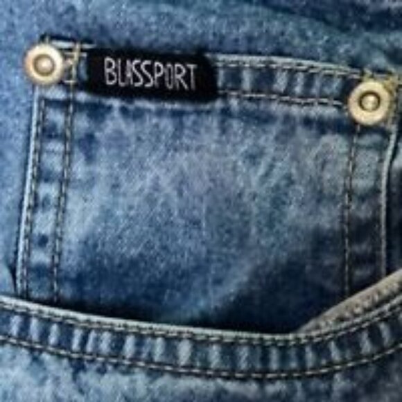 Jean Capris Denim Blue Blassport Womens 12 Cropped Embroidered Vintage Jeans - Picture 8 of 9